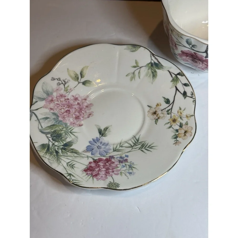 Grace Teaware Floral Jumbo Tea Cup & Saucer Pink Roses Fine Porcelain Set